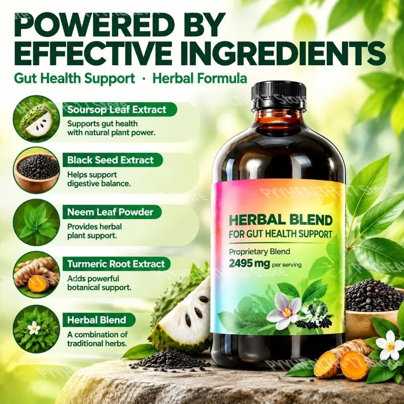 Soursop Bitters Liquid  Natural Soursop Leaf Extract and Black Seed Extract for Men Women Digestive Wellness Support 30 Servings