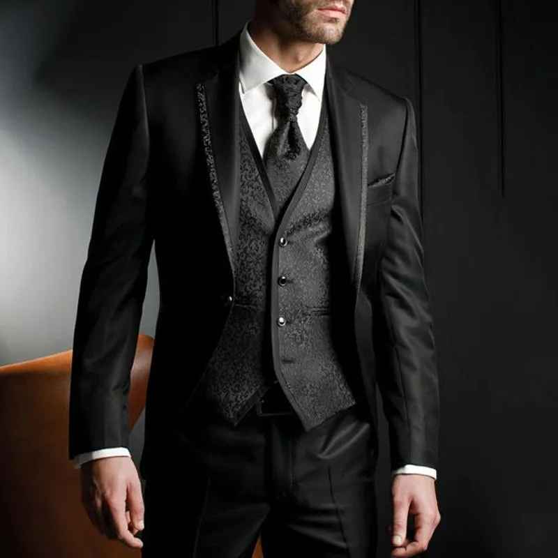 

Floral Slim Fit Wedding Tuxedo for Groom 3 Piece Man Fashion Suits Jacket Waistcoat with Pants Notched Lapel Male Costume Coat