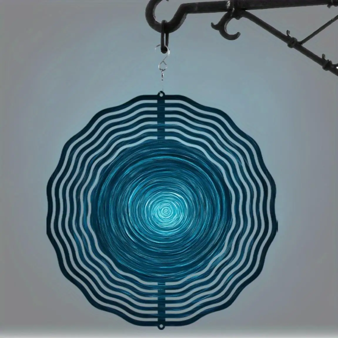 CIFBUY Metal Wind Chime Wind Activated Hanging Ornament For Outdoor Garden Patio Decor Blue White 2D Wind Spinner Yard Ornament