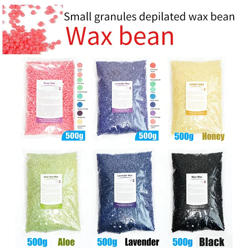 200-500g Hard Wax Beans kit Professional Painless Fast Depilatory Wax Beads for Hair Removal for Men & Women Skin-Friendly