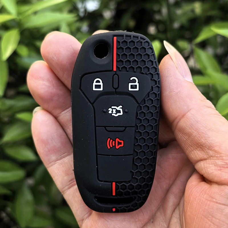 4 Buttons Silicone Car Key Case Cover for Ford Fusion F150 F-150 2015 2016 2017 Folding Keychain Remote Protection Accessories