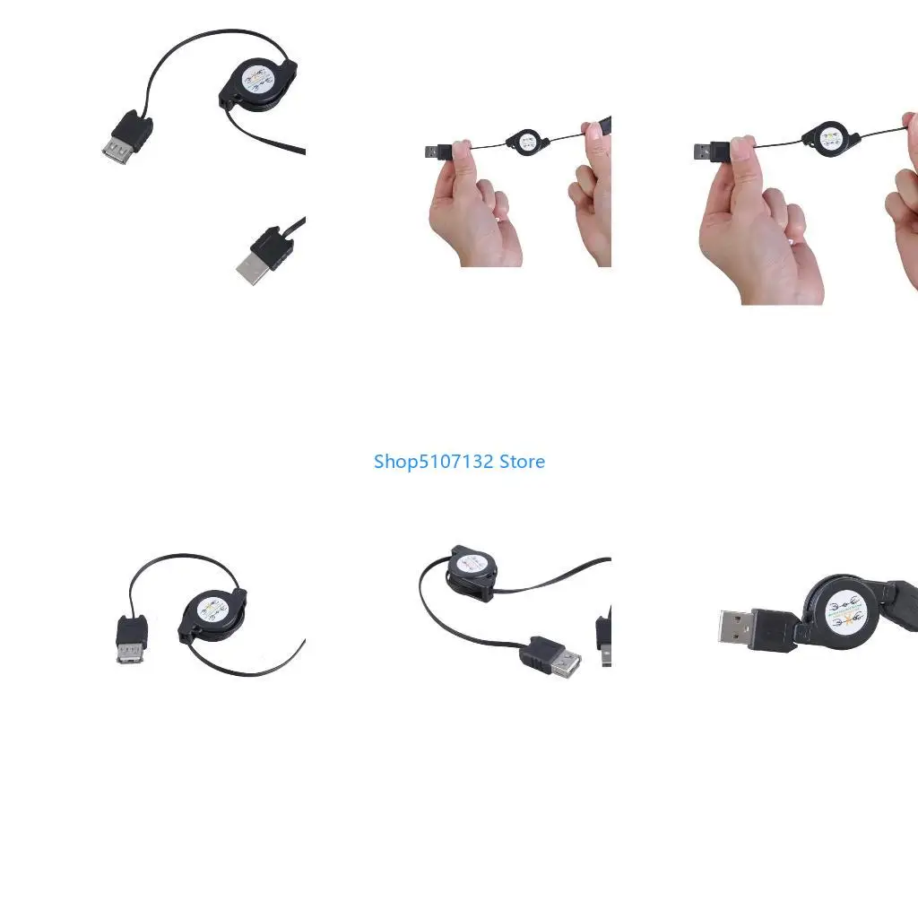 87HD USB 2.0 Male to Female Retractables Extension Cable Data Sync Cord 73cm