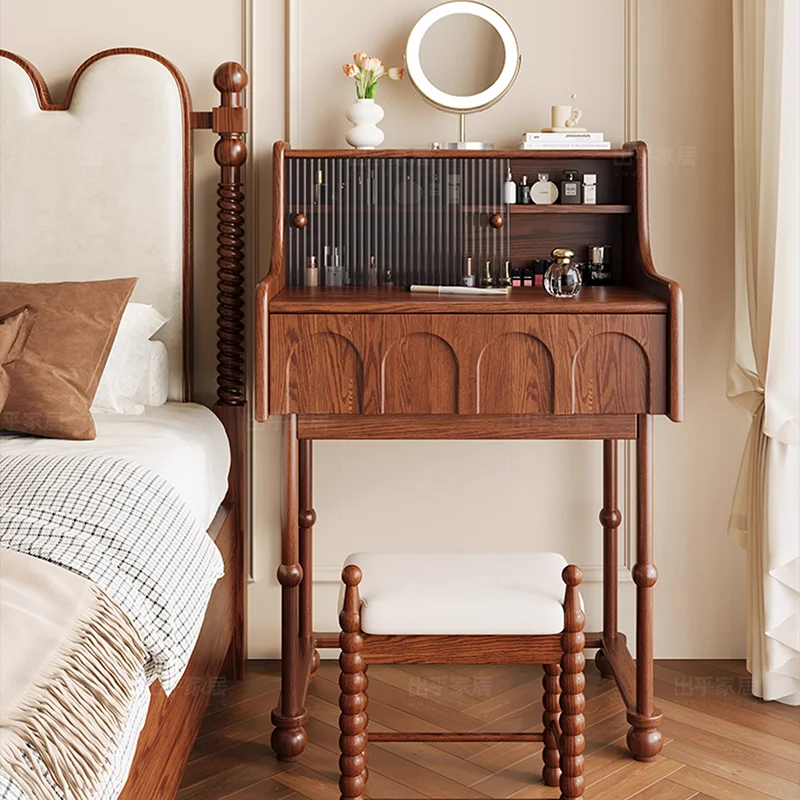 European Bedroom Vanity Table Makeup Mirror Storage Drawers Dressing Table Mobile Tall Women Mesa De Maquillaje Home Furniture