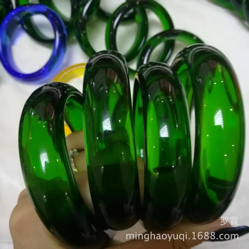 Large Wholesale Jade Bracelet Onion Ridge Jade Emerald Glass Type Full Green Bracelet Women's Ice Emerald Onion Ridge Jade Brace