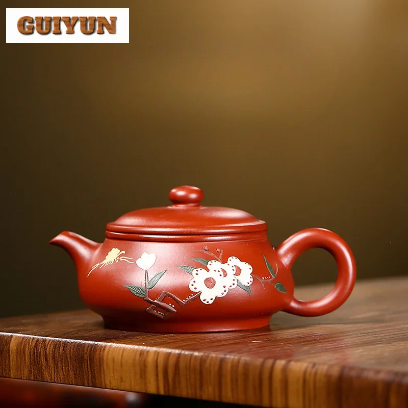 

150ml Antique Yixing Purple Clay Teapots Handmade Colored Drawing Pot Raw Ore Dahongpao Mud Kettle Chinese Zisha Tea Set Cafes