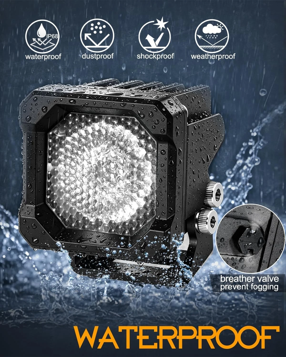 LED Pod Lights 2PCS 50W 2 Inch Driving Fog Lights Cube Off Road LED Light Pods Light Bars Reverse Lights Square Ditch Lights UTV