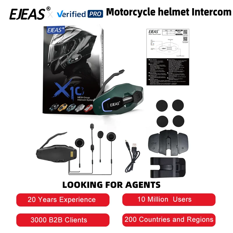Waterproof Stereo Helmet Wireless Motorcycle Bluetooth Noise Reduction Motorcycle Helmet Intercom for Motorcycle Riding