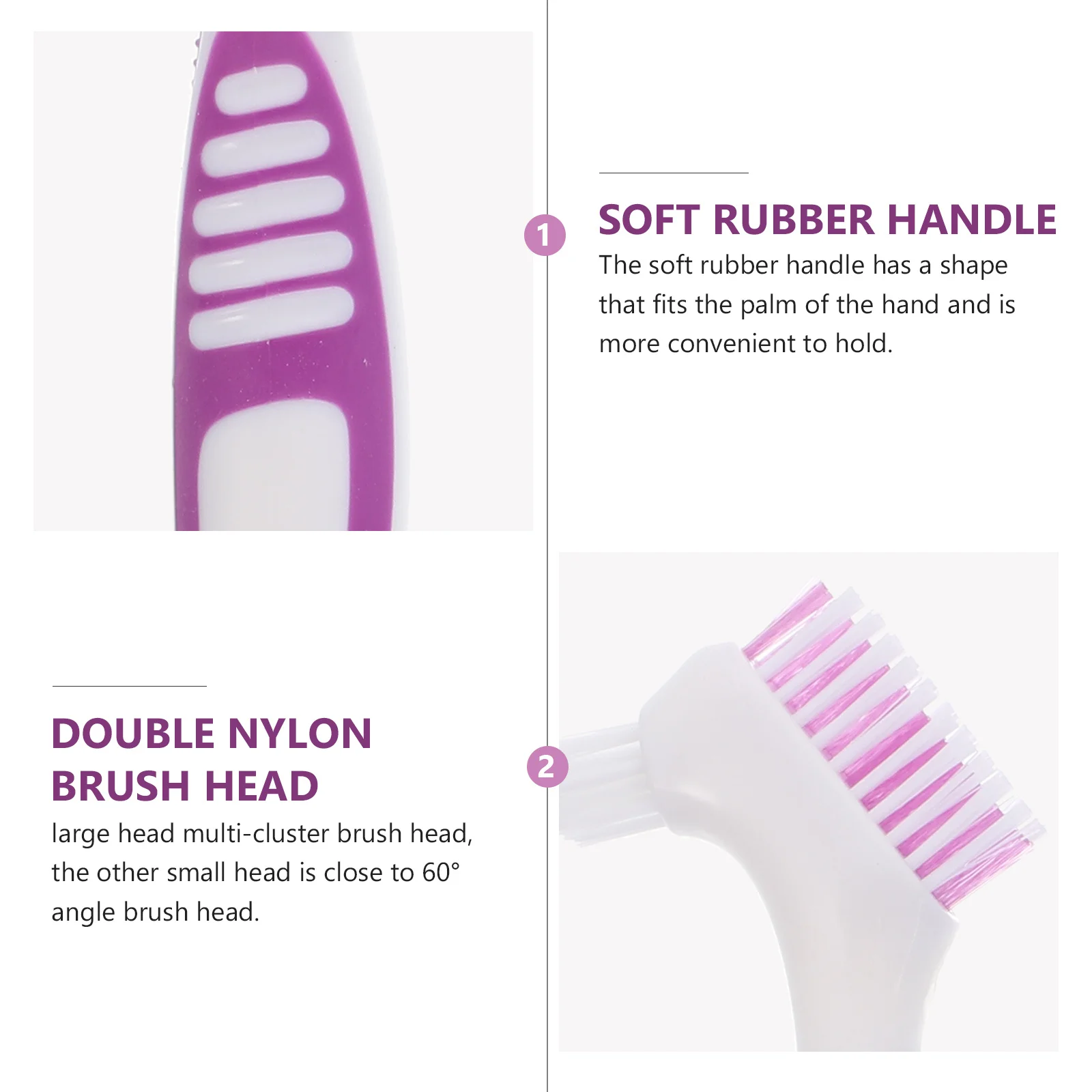 

Portable Double Sided Denture Toothbrush Ergonomic Handle Large Capacity Box Creative Design Comfortable Care for Partial Semi