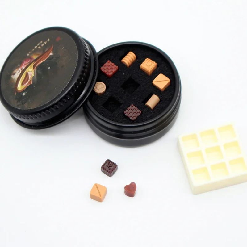 1 Juego de casa de muñecas, crema, Chocolate, lata negra, caja de regalo, modelo de comida de simulación en miniatura, juguetes, accesorios de decoración para casa de muñecas