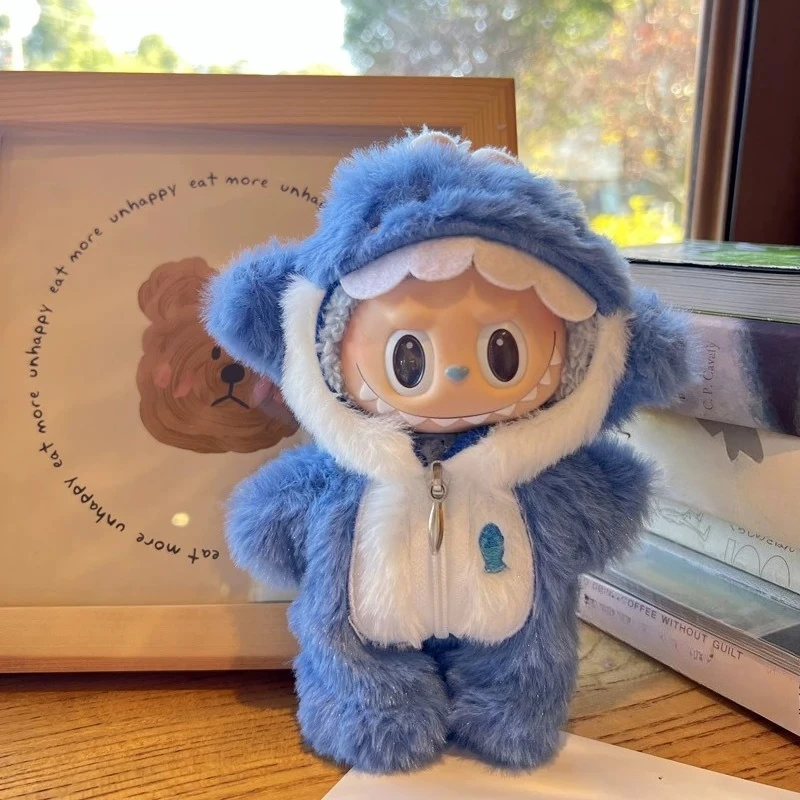 Kleidung für Labubu 17 cm V1 V2 V3 Hai-Baby-Body. Die Monster-Puppen verwandelt sich in einen tierischen verbundenen Puppenersatz