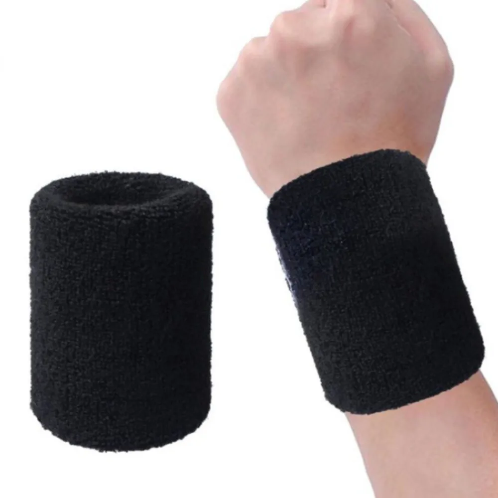 2pcs Sport Sweatband Wristband Wrist Protector Running Badminton Basketball Brace Terry Cloth Sweat Band