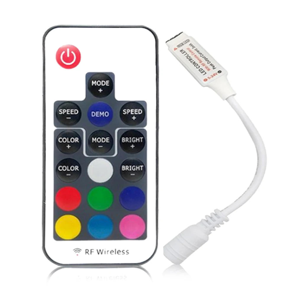 Mini RF Controller With 17Keys Remote Wireless Multi-Mode Brightness 4Pin Dimmer For 2835 5050 5730 RGB Led Strip Light DC5-24V