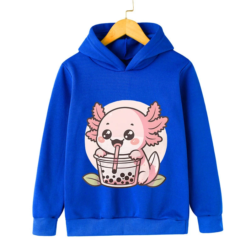 Children Hoodie Axolotl Bobo Tea Sweatshirt Kids Cartoon Animal Milk Tea Tracksuits Long Sleeve Lovely Style Boy Girl Sudaderas