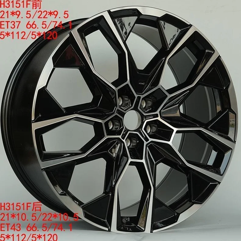 21 Inch OEM Sport Alloy Wheels Petal Blade Split Spoke Black Silver For 4x100 Compact Hatchback Car Rims