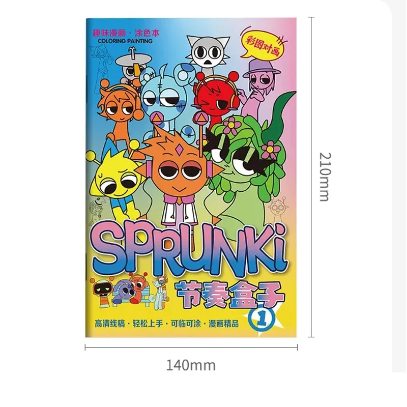 Cartoon Sprunki Coloring Books Anime Game Tracing Figures Kids Coloring Drawings Stationery Books Creative Stick Figures Gift