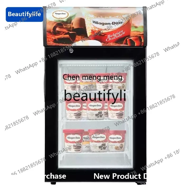 

Z189 a56 Glass Door Freezer Small Refrigerator Small Ice Cream Display Commercial Durian Cabinet Tea Cabinet