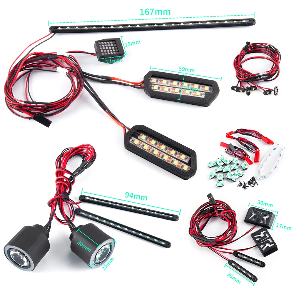 MIBIDAO Front & Rear & Side LED Lights Spotlight Headlight Taillight Lamp Bar For 1/7 INFRACTION 6S BLX V2 RC Crawler Car Parts