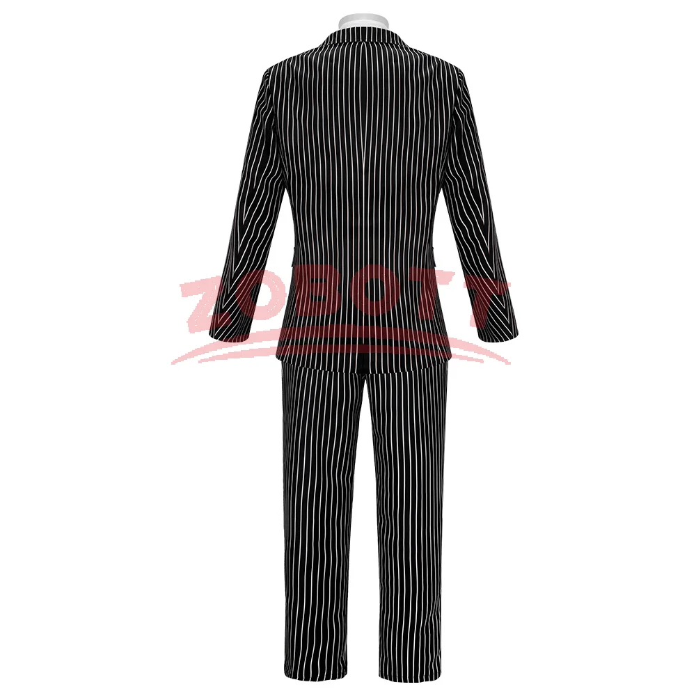 Season 2 Wednesday The Addams Family Gomez Addams Cosplay Costume Black Striped Blazer Pants Vest Shirt Tie Set Halloween Outfit