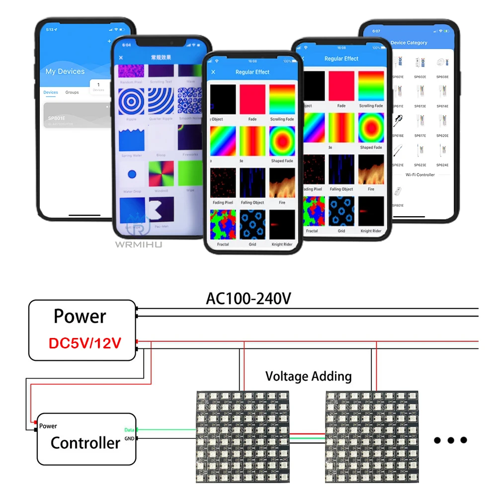 5V WS2812B 12V WS2815 RGB Programmable 16x16 Flexible Screen Led Module Individually Addressable 256 Pixel Panel Matrix Light