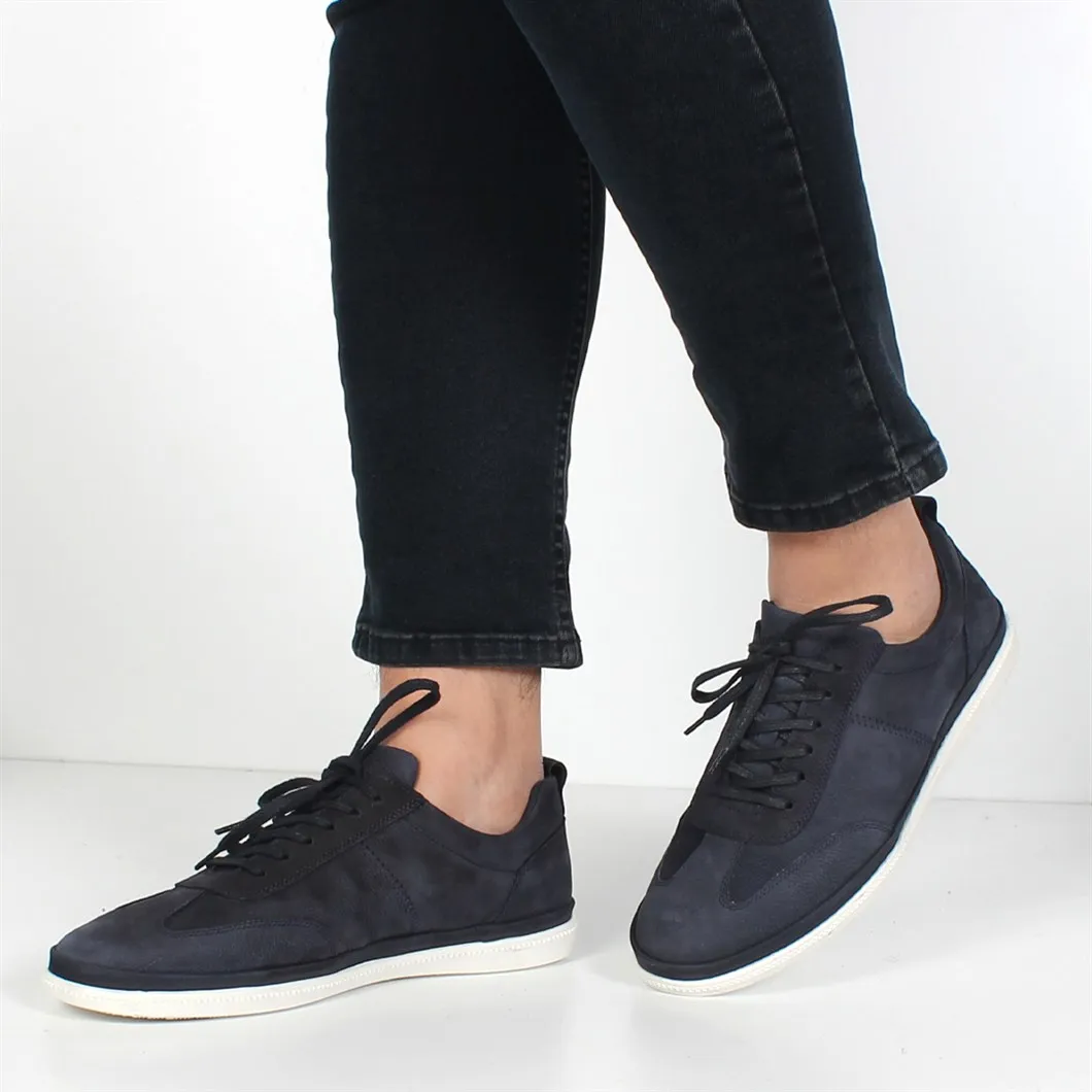 Navy blue laced men's nubuck shoes 550-