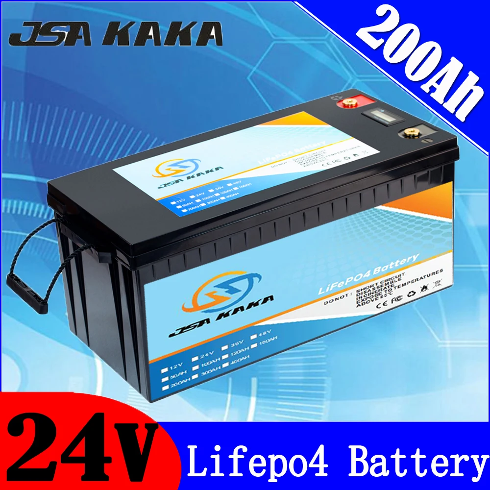 24V Battery 24V 100AH 200AH 300AH LiFePO4 Battery For RV Campers Solar Energy Storage Off-Road Off-grid Boat Motor Golf Cart