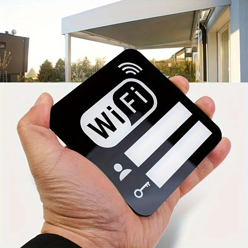 1/5Pcs Acrylic Mirror WiFi Sign Sticker For Public Places House Shops Handwriting Account And Password Wifi Notice Board Signs
