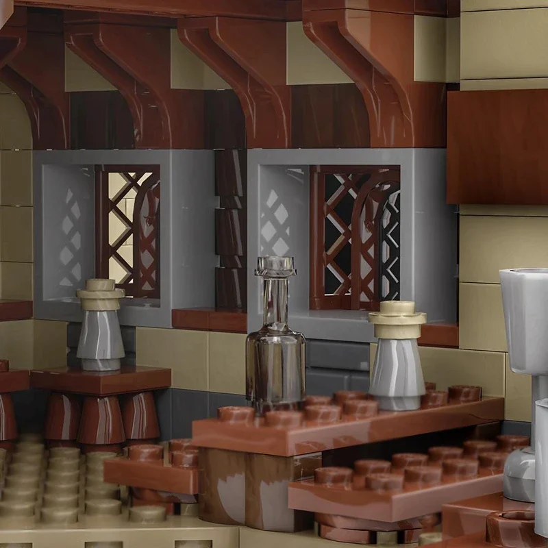 Magical Rings Movie Moc Building Blocks The Prancing Pony Model Technology Bricks DIY Assembly Street View Toys  Gifts