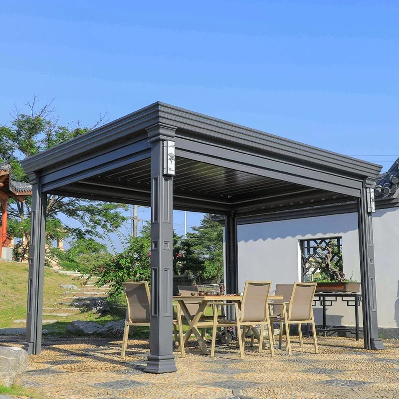 Hot sale Modern Motorized awning Gazebo outdoor roof arbours Aluminum louver Pergola for resorts