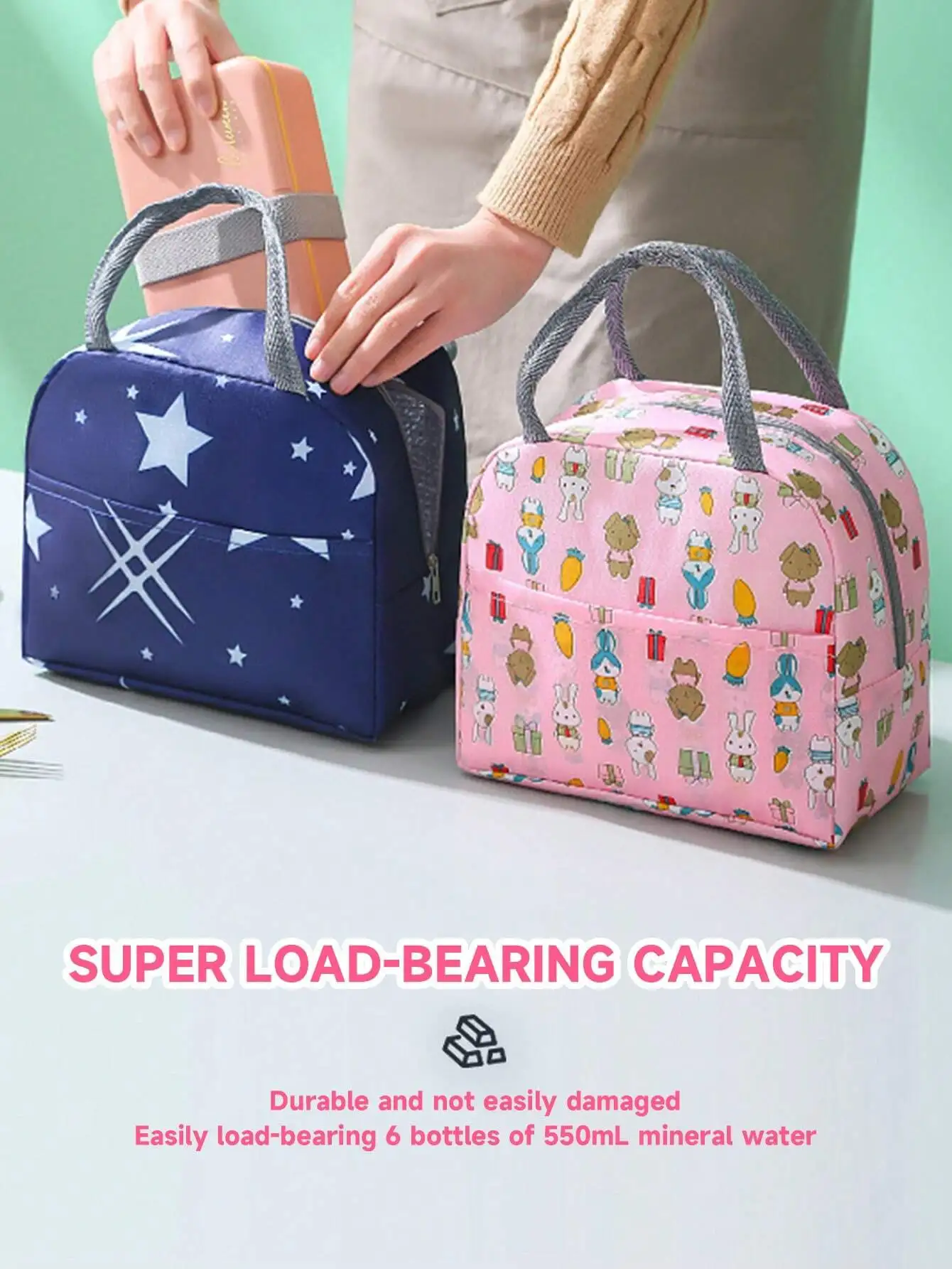 1pc 새로운 색상 두꺼운 알루미늄 호일 도시락 가방, 절연 휴대용 도시락 가방, 학생 및 직장인을위한