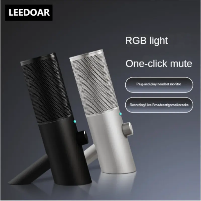 

USB Microphone Computer Pointing Broadcast Mobile Game Cardioid Live Conference Recording RGB Microphone Condenser Microphone