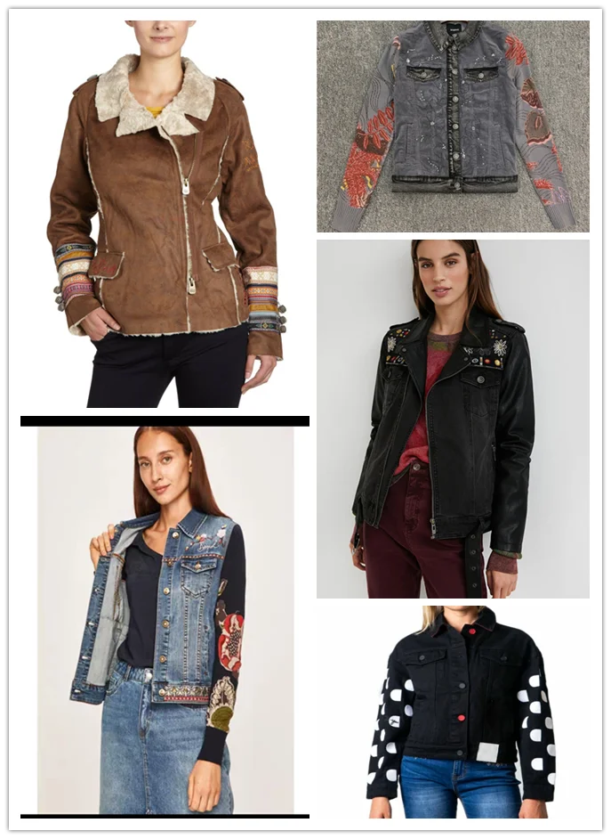 Foreign trade Spain original single tide brand fashion printing exquisite embroidery denim short jacket