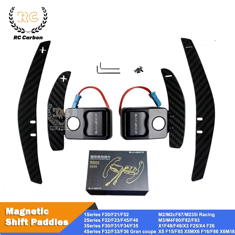 4PCS Car Steering Wheel Shift Paddle Magnetic Carbon Fiber Paddle Shifter For BMW 1 2 3 4 Series F80 F22 F23 F45 F46 F30
