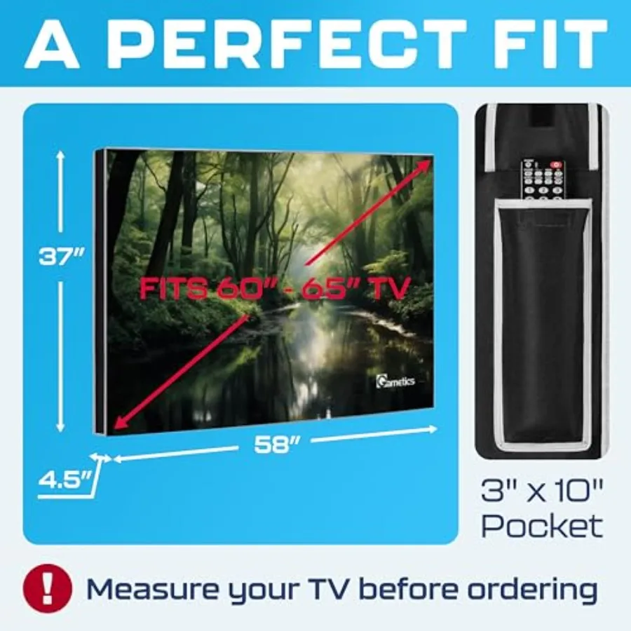 Outdoor TV Cover 65 Inch Waterproof, Weatherproof TV Enclosures with Smart Shield Screen Protectors, Ideal for Outdoor Use, Mov