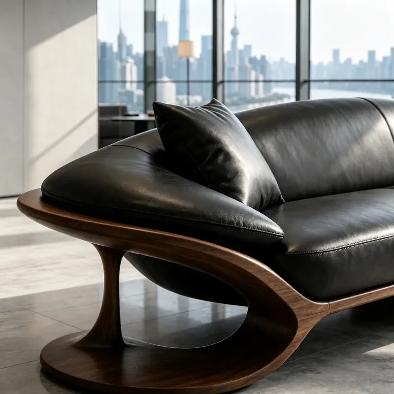 New Chinese Style North American Black Walnut Solid Wood Straight Row Sofa 2026 New Black High End Simple Modern Design