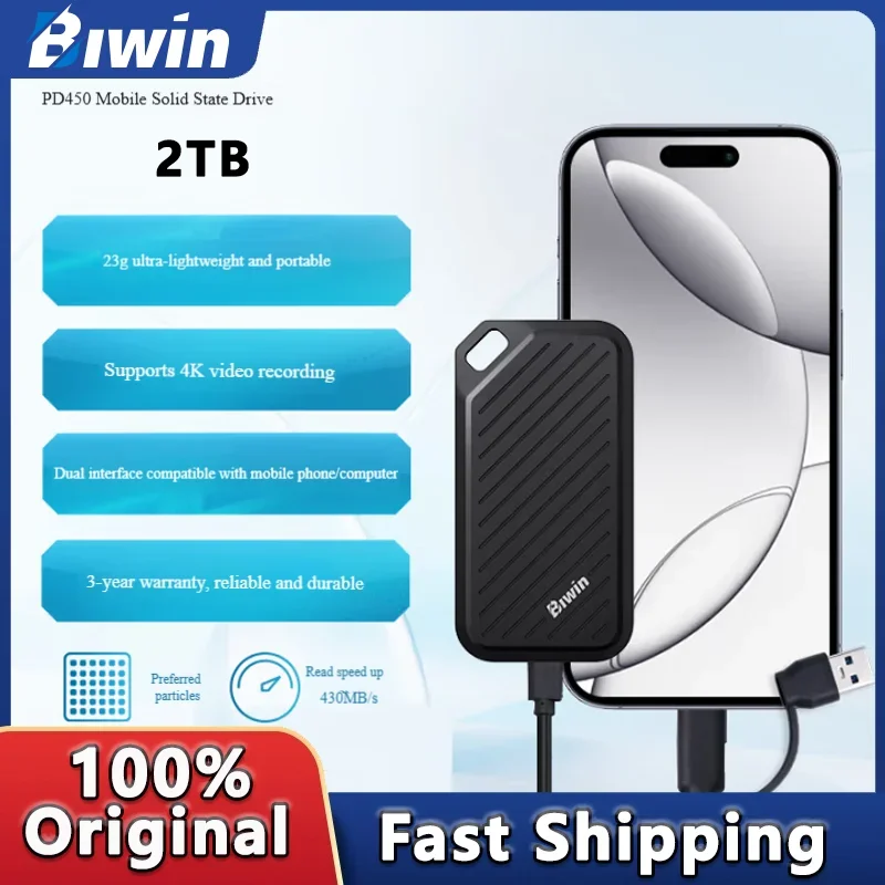 

BIWIN PD450 Solid State Disk 2TB High Speed SSD For desktop laptop and Iphone TYPE-C Drive