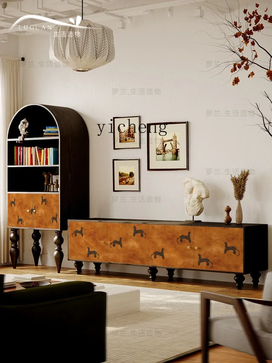 

b13TV cabinet Solid wood living room storage decorative cabinet Bedside storage Integrated vertical cabinet