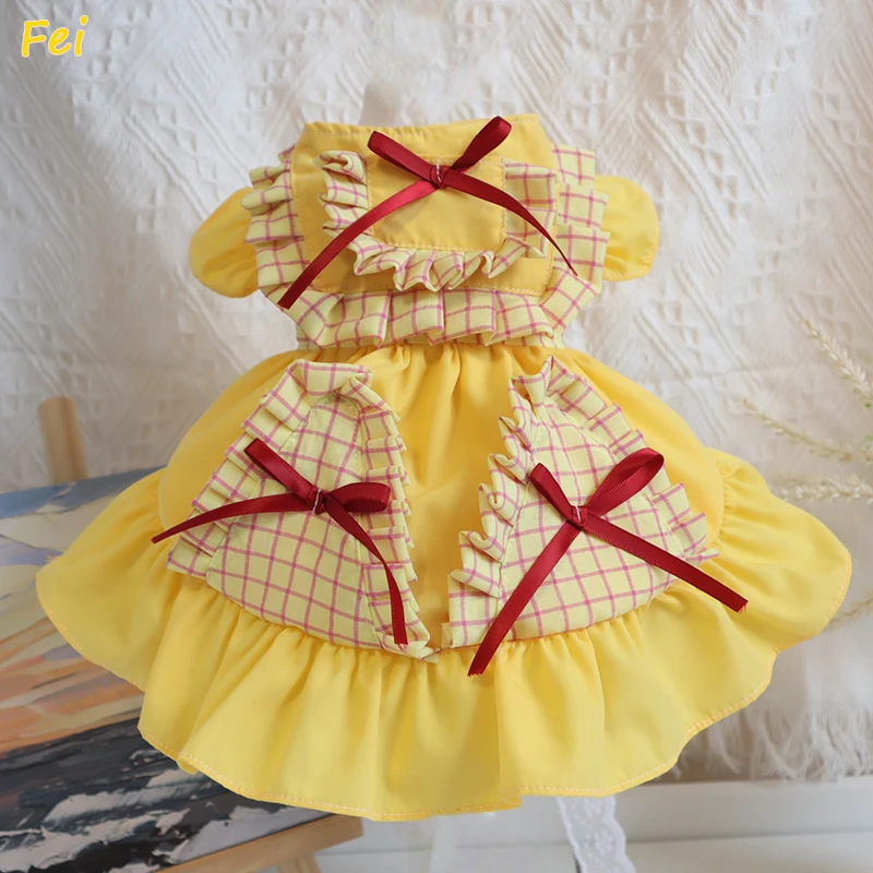 

2025 Cooling Plaid Skirt Set - Summer Lace Pet Dress for Puppies & Kittens, Breathable Cat Dog Clothes Teddy/Yorkie, Show Gown