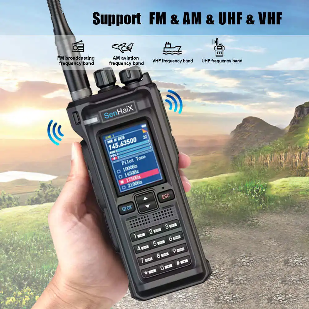 ANYSECU GT-12 FM AM UHF VHF 멀티 밴드 휴대용 라디오, 10W DTMF 워키토키, 블루투스 프로그래밍 기능 포함