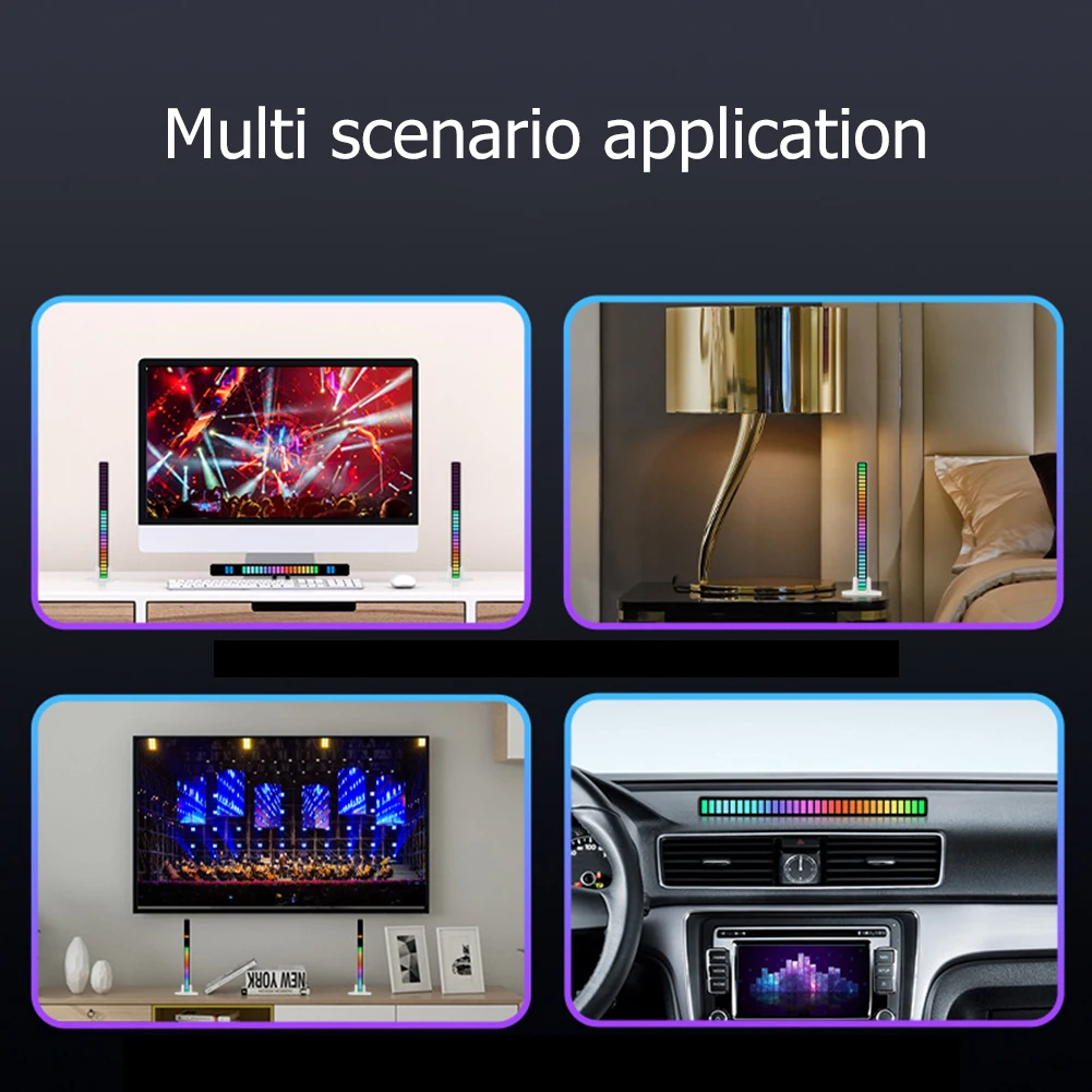 RGB قطاع ضوء التحكم الصوتي متزامن إيقاع ضوء صافي الأحمر الملونة الموسيقى جو مصابيح سيارة سطح المكتب حلية #2