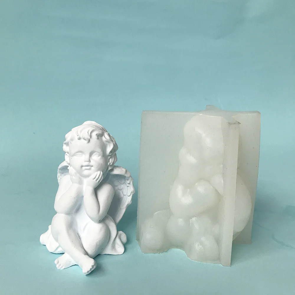 3D Angel Candle Silicone Mold European Angel Baby Ornaments Aromatherapy Resin Creative Epoxy 3D Silicone Mould 8333