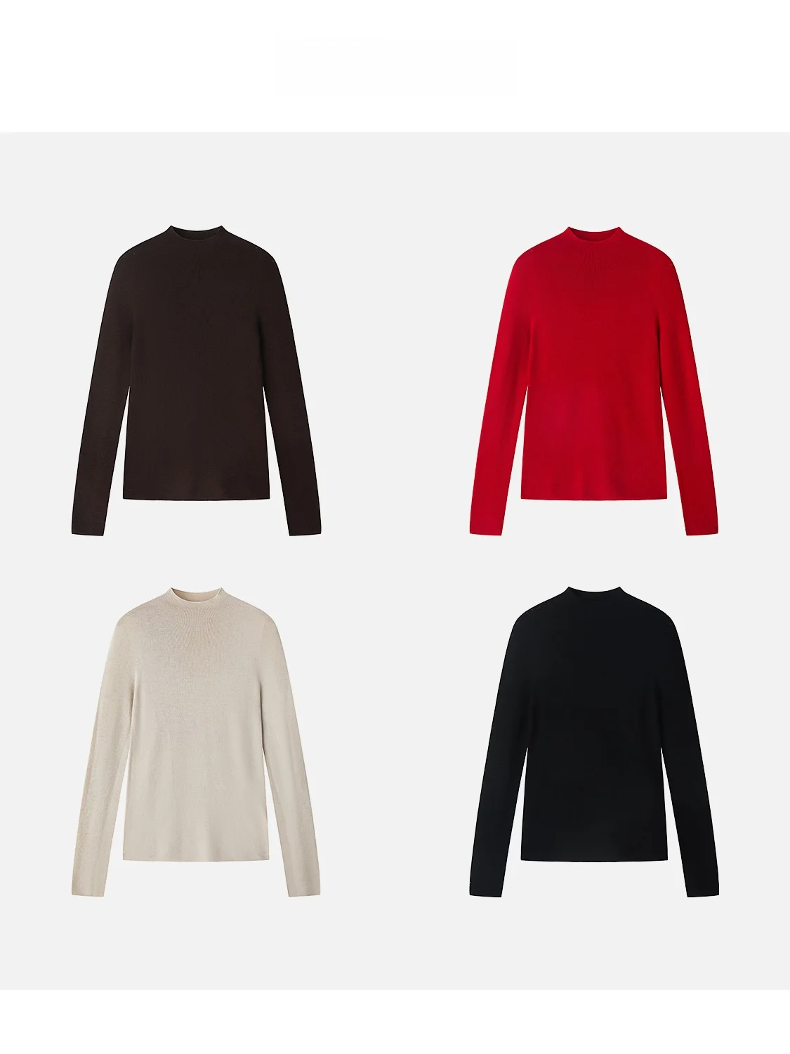 

JINGJING2025 New "Yúwēn" 00% Woolen Knitted Sweater f High Collar Versatile Simple Sle Long Sve Regular Length Top