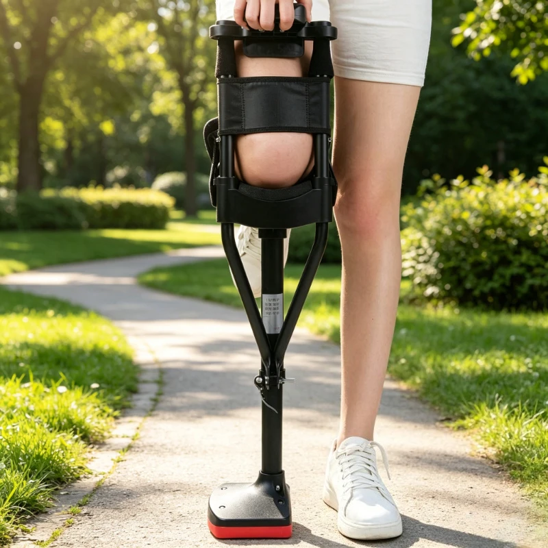 Left Leg Fracture Walking Aid Support Crutch for Ankle Injury Single Leg Mobility Rehabilitation Classic Model Home Use 무릎 목발