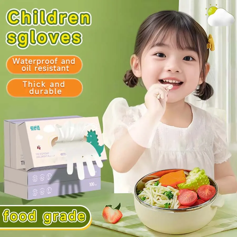 100-400Pcs Food Grade Disposable Gloves for Children TPE Food Party Activities Use Kids Multipurpose Painting Playing Gardening