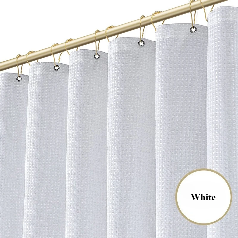 

Сплошной цвет, сверхмощная вафельная занавеска для душа, полиэфирная ткань, водонепроницаемая анти-форматная занавеска для украшения ванной комнаты, набор