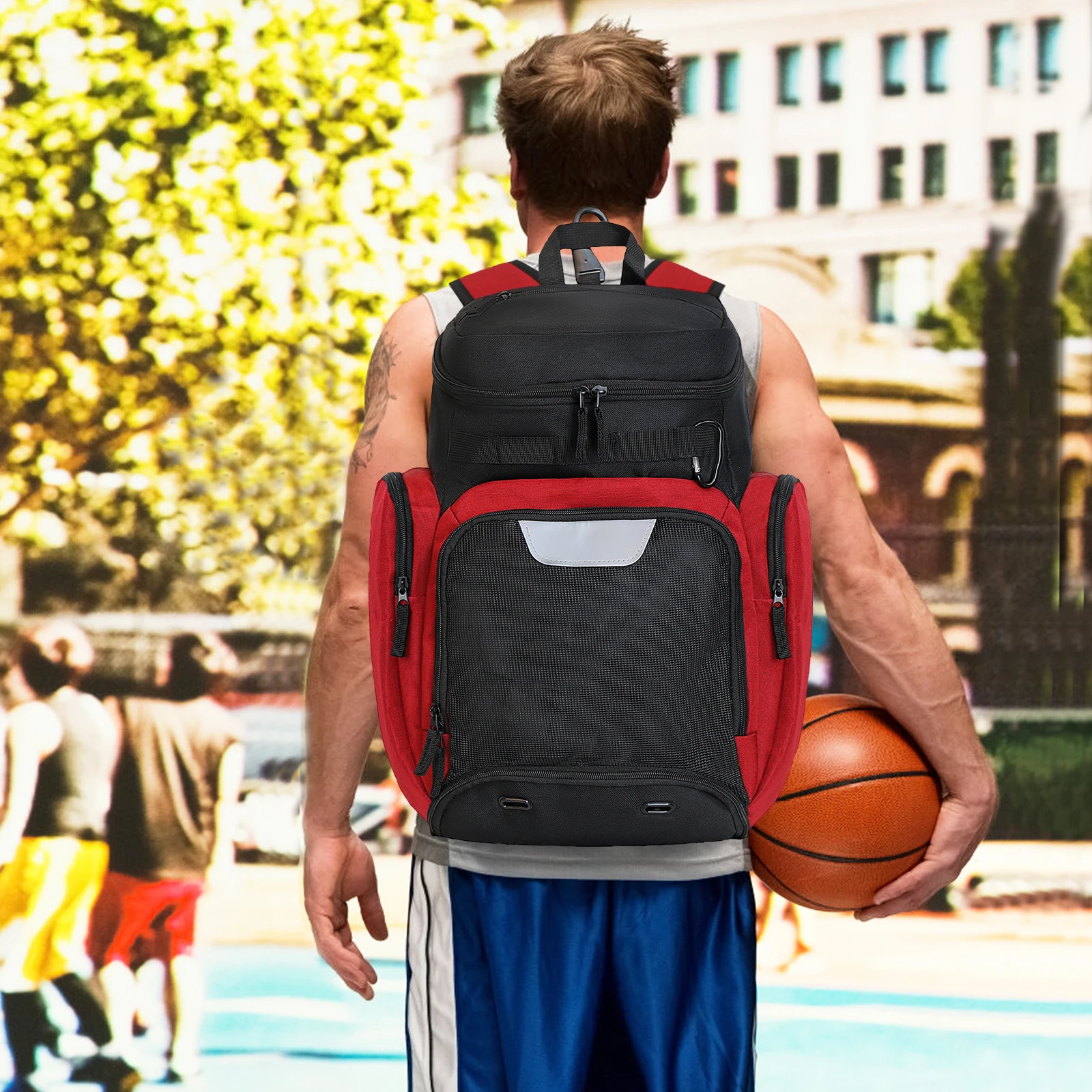 Basketball Backpack Large Sports Bag, Gym Bag with Ball Compartment and Shoe Compartment to Store Sports Shoes Water Bottles Lap