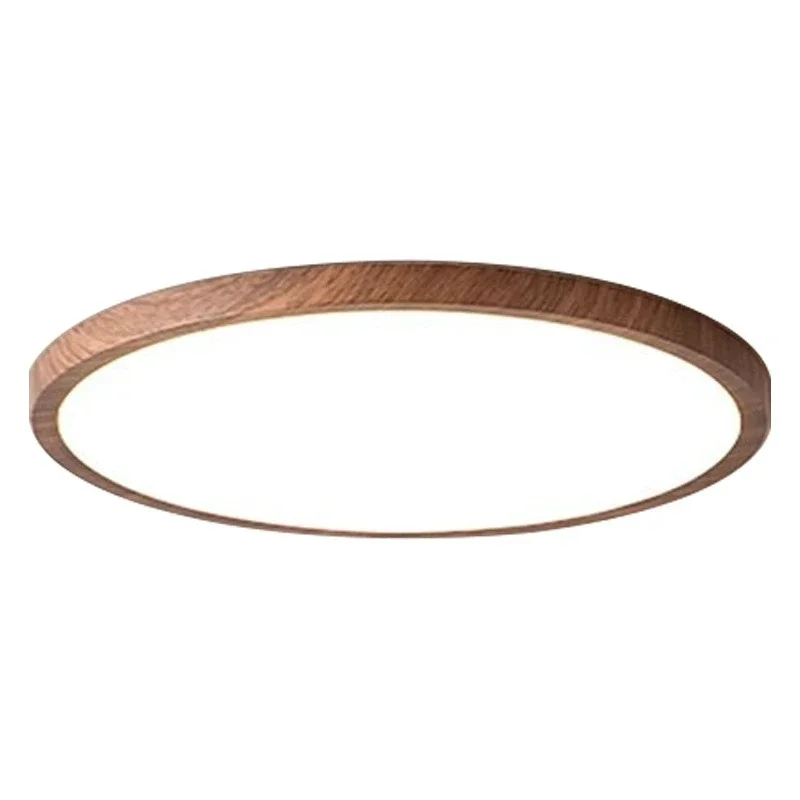 

Log ultra-thin bedroom ceiling light round guest dining room room wabi sandy wind walnut light