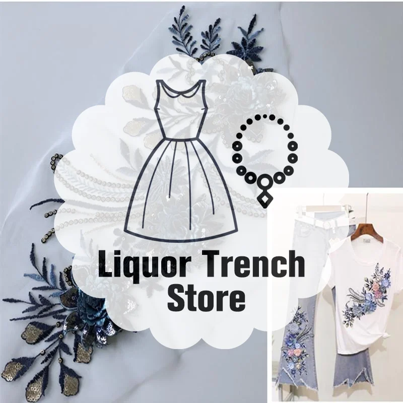 

DIY Embroidered Patches Big Floral Embroidery Patches Long String Flowers Clothes Iron On Patch Decor