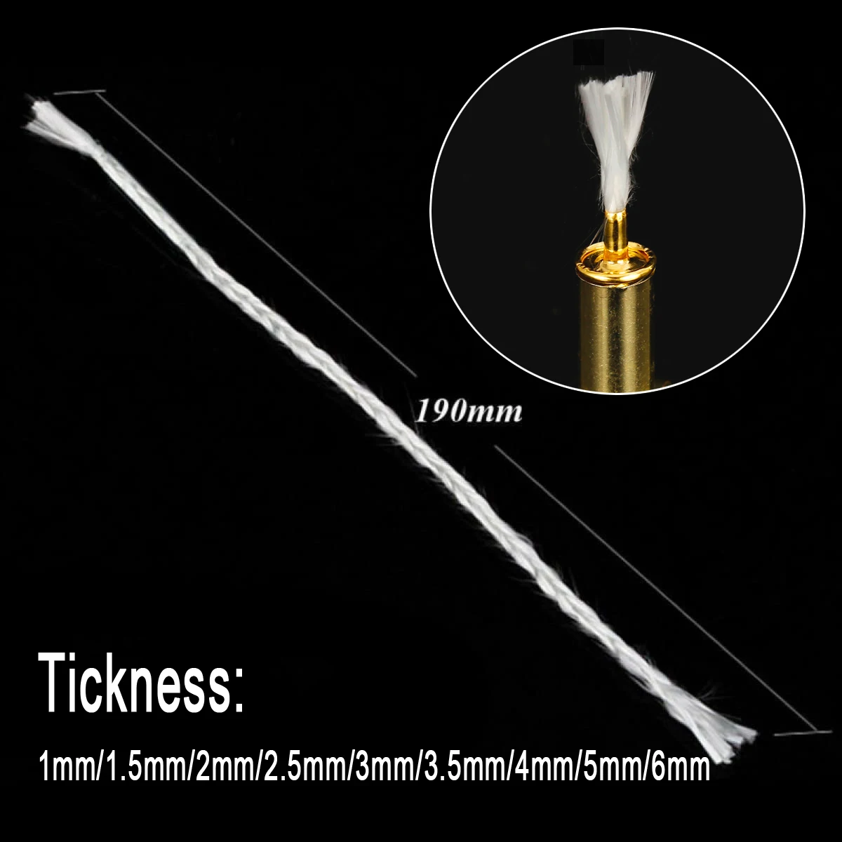 190mm Wymienne białe knoty z włókna szklanego, knoty do świec o szerokości 1-6mm do lamp lekkoatletych DIY Lampy olejowe Rzemiosło Materiały do