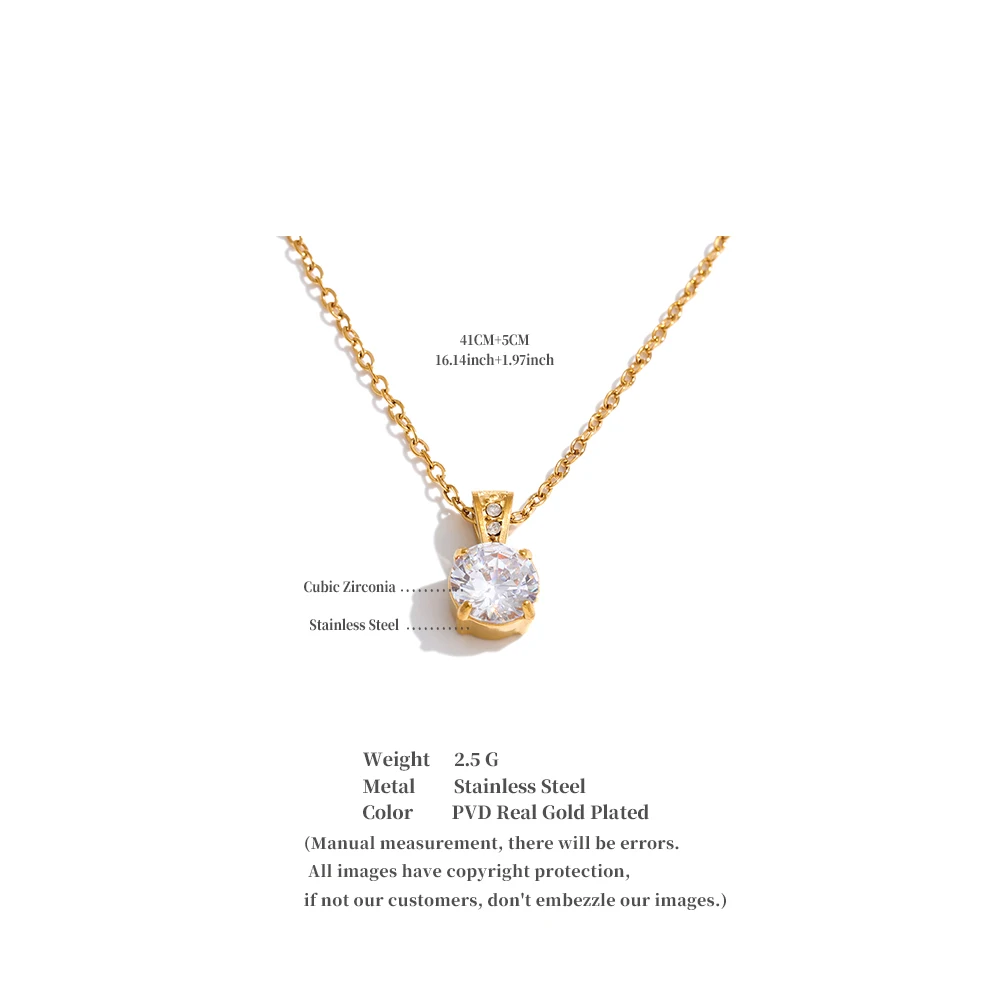 Yhpup Edelstahl-Halskette mit quadratischem Zirkonia-Anhänger für Damen, koreanischer Stil, zarter, beliebter Alltagsschmuck, Geschenk – Detail 4