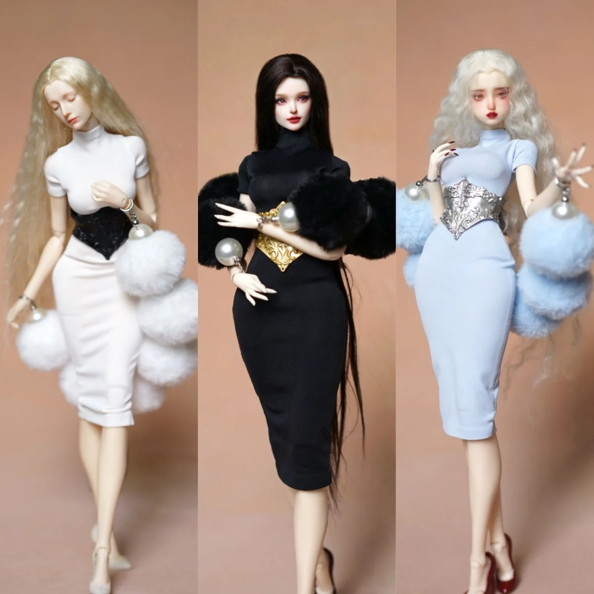 

New Stock 1/6 Female Soldier Light Girl Elastic Dress Shawl Clothes Accessory Model for 12" Beauty Action Figure Toys